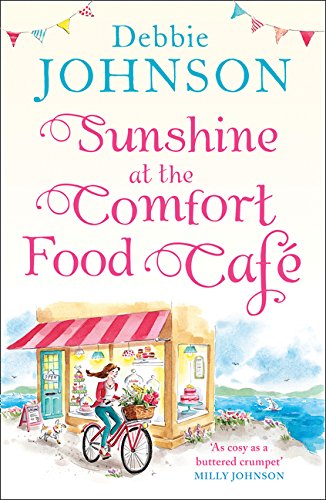 Book cover: “Sunshine at the Comfort Food Café” with cafe illustration.