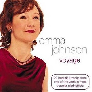 CD cover featuring portrait of Emma Johnson, clarinetist, and album title "Voyage".