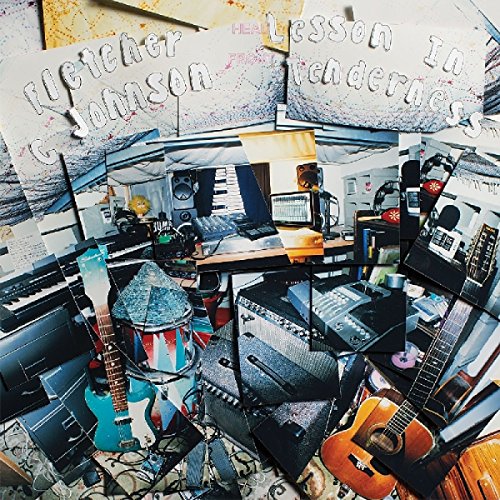 Collage of musical instruments and studio equipment for Fletcher Johnson album cover.
