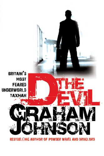 Book cover: silhouetted figure with briefcase, bold red title "The Devil".