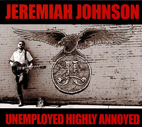 Jeremiah Johnson album cover featuring a man with a guitar and an eagle emblem.