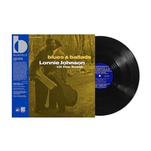 Vinyl record of Lonnie Johnson’s “Blues & Ballads” album cover and disc.