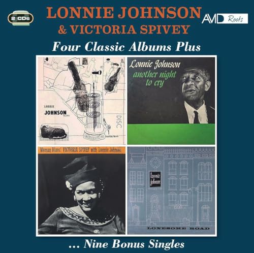 CD cover for Lonnie Johnson & Victoria Spivey’s “Four Classic Albums Plus”.
