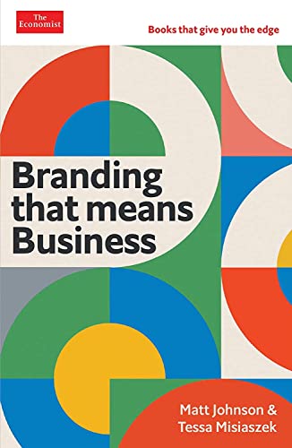 Book cover titled Branding that Means Business with colorful geometric shapes and abstract patterns.