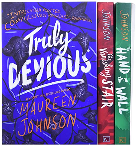 Three-book set: “Truly Devious” series by Maureen Johnson, spines shown.