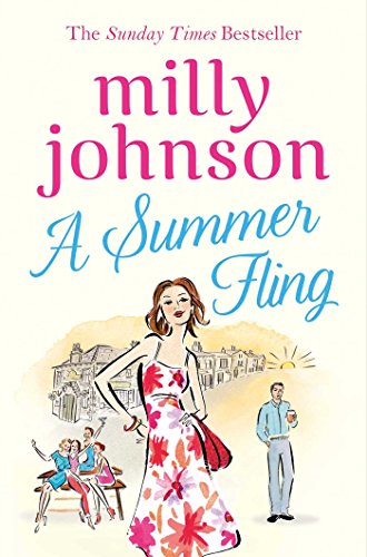 Book cover with illustrated woman in a floral dress by the sea.
