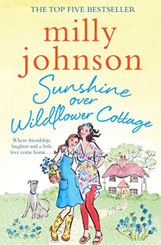 Book cover with illustration of two women, a dog, and a cottage.