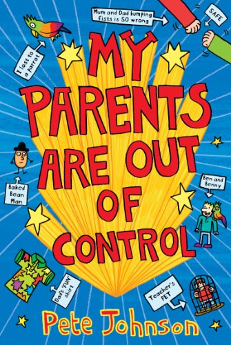 Book cover with colorful cartoon illustrations and large text: "My Parents Are Out Of Control.