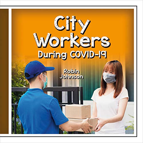 Book cover depicting masked delivery worker handing a package to a woman.