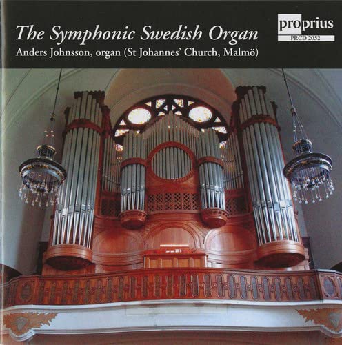 CD cover featuring a large pipe organ in a church with two chandeliers.