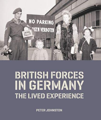 Black and white photo of British soldiers and families in Germany.