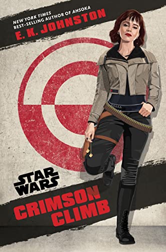 Book cover featuring Qi'ra standing against a textured background with a large red target.