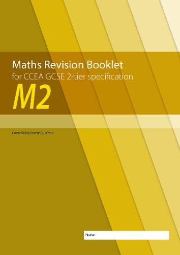 Yellow and brown maths revision booklet cover with "M2" and name field.