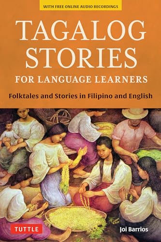 Book cover: "Tagalog Stories for Language Learners" with a folk scene.