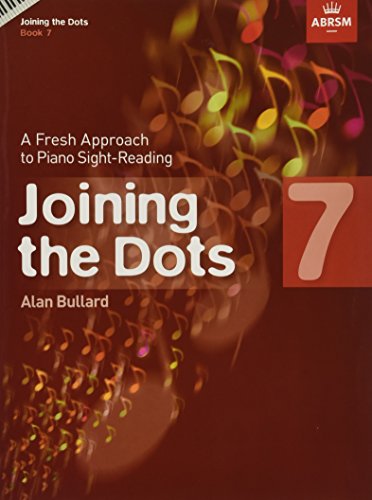 Piano sight-reading book cover, “Joining the Dots, Book 7” with musical notes.