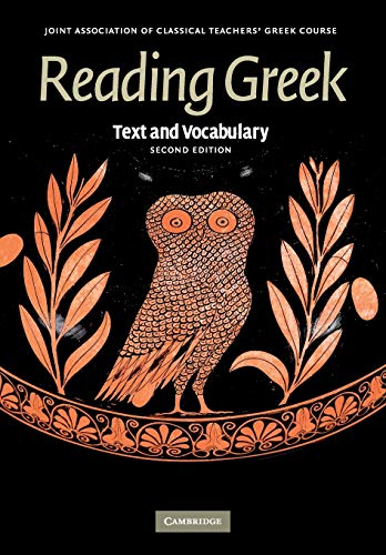 Book cover: "Reading Greek" with an owl and Greek key design.
