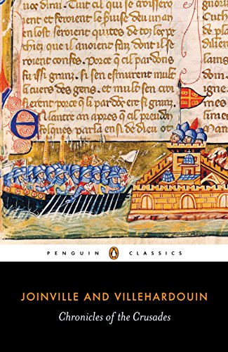 "Book cover with medieval illustration of ships and castle, Penguin Classics logo, and author names."