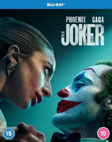 Close-up profiles of two people in clown makeup facing each other on a Blu-ray cover.