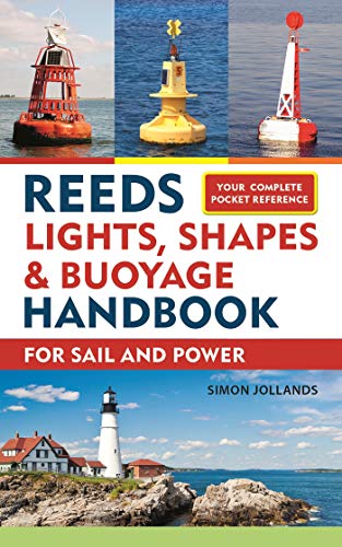 Book cover showing various maritime buoys, a lighthouse, and the title Reeds Handbook.