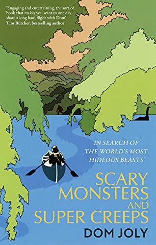 Book cover depicting a person in a canoe, a lake, and monster silhouettes.