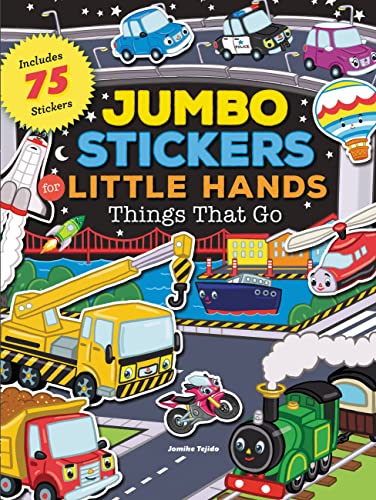 Colorful sticker book cover featuring various transportation vehicles.