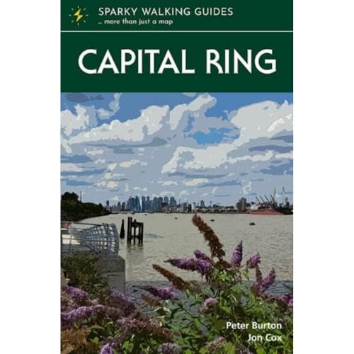 Green guidebook cover with London skyline and floral foreground.