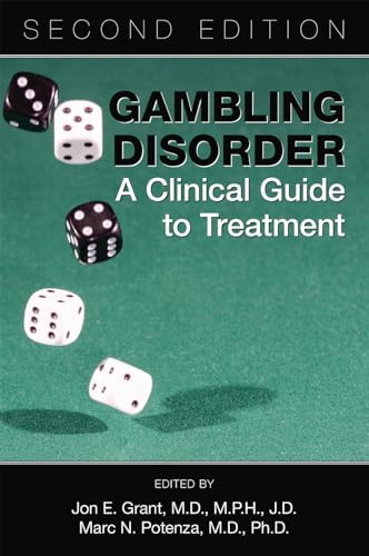 Book cover: "Gambling Disorder" with falling dice on green felt.