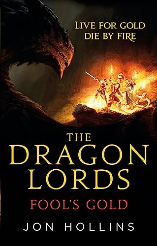 Book cover featuring a large dragon head overlooking warriors fighting in a fiery cavern.