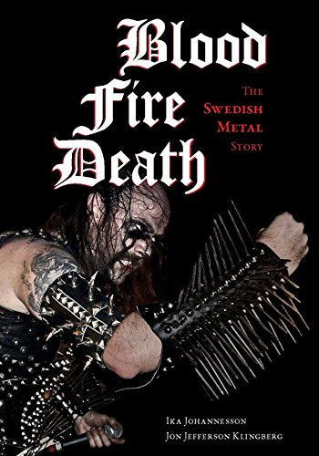 Book cover featuring a metal musician in corpse paint wearing a spiked gauntlet.