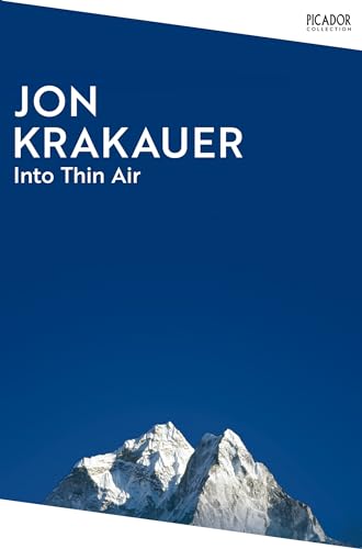 Book cover for Into Thin Air by Jon Krakauer featuring a snow-capped mountain peak.