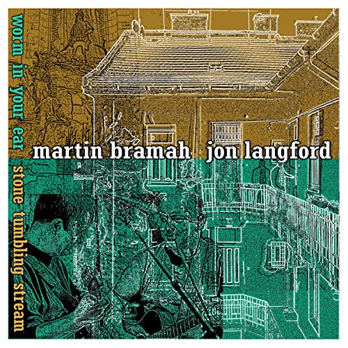Record cover with abstract house and musicians in green and brown.