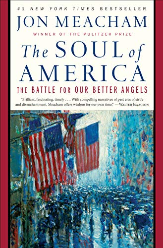 Book cover: "The Soul of America" with a painting of American flags.