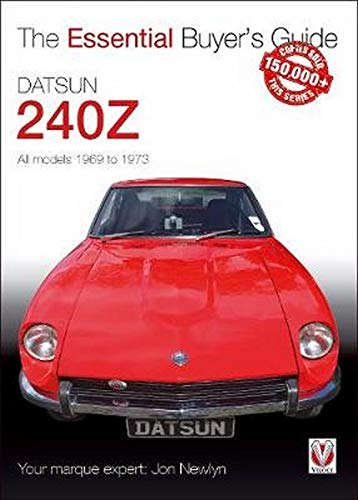 Red Datsun 240Z car on cover of a buyer’s guide book.