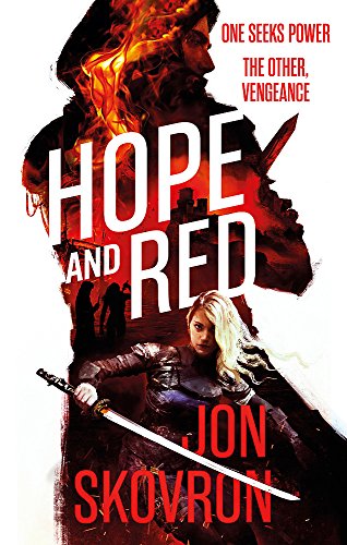 Book cover featuring a woman with a sword and fiery imagery.