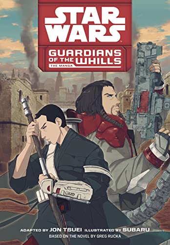 Star Wars manga cover featuring two characters with weapons, desert background.