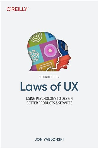 Book cover: “Laws of UX” with colorful head illustration.