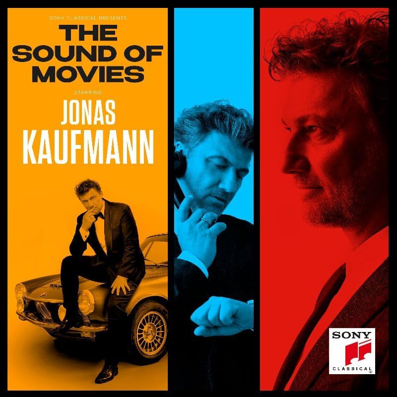 Jonas Kaufmann on a triptych cover with yellow, blue, and red panels.