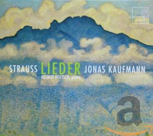 CD cover: blue and yellow landscape with text "Strauss Lieder Jonas Kaufmann".