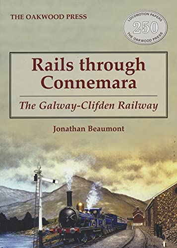 Book cover: “Rails through Connemara” with a vintage steam train scene.