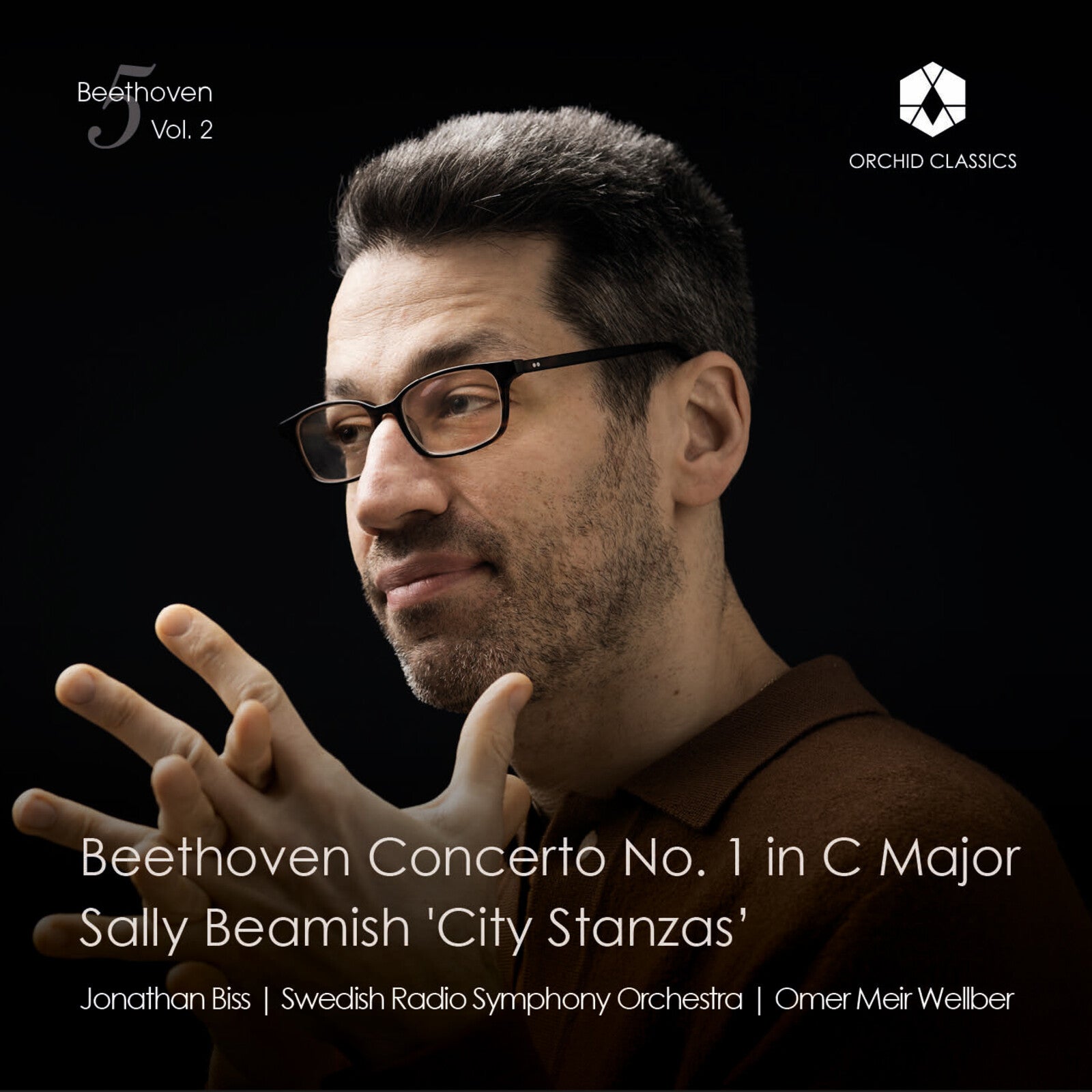 CD cover featuring pianist Jonathan Biss in a dark, artistic portrait.