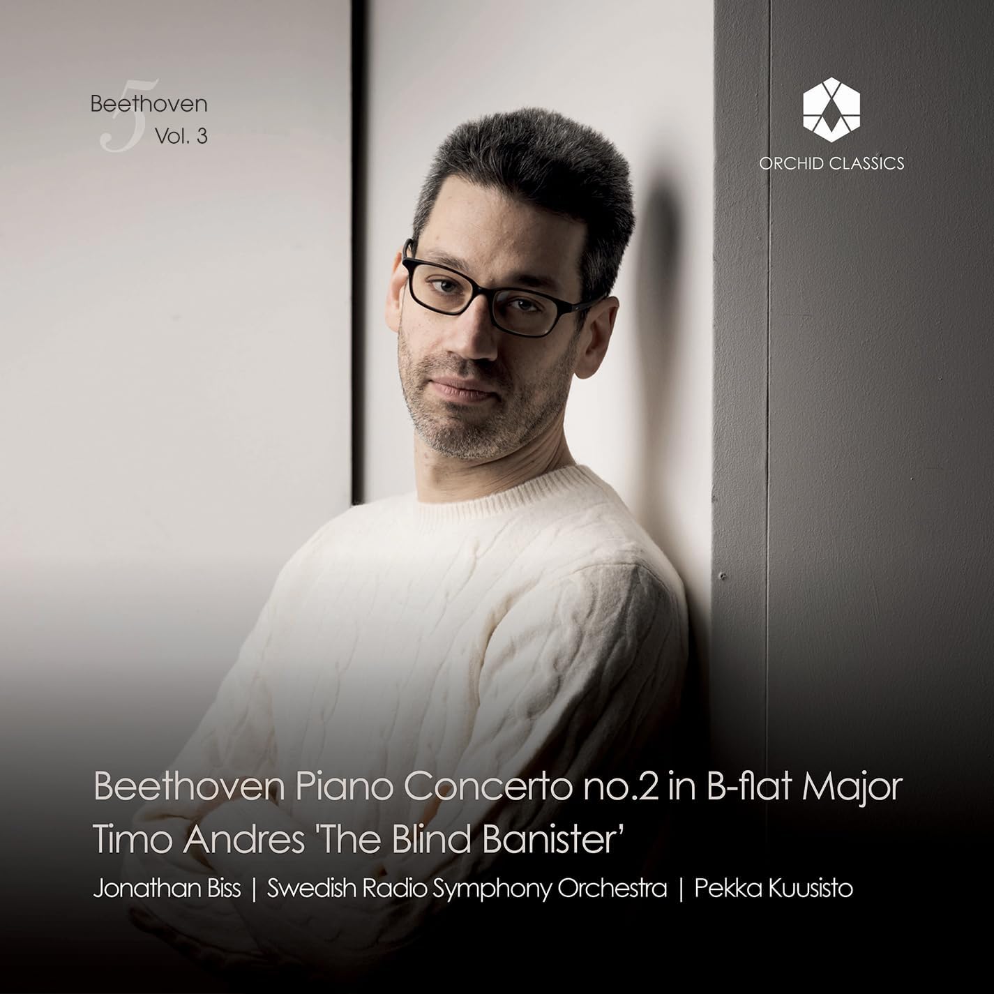 CD cover featuring pianist Jonathan Biss in a light sweater.