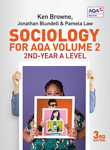 Textbook cover: "Sociology for AQA Volume 2," featuring a student with a portrait.
