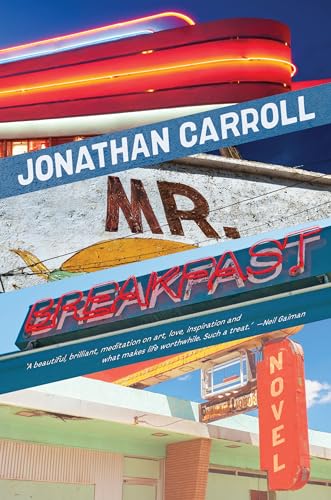 Book cover for "Mr. Breakfast" featuring a diner sign and text.