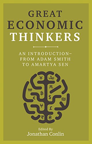 Book cover: "Great Economic Thinkers" with brain-shaped currency illustration.