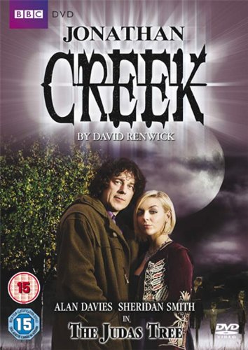 DVD cover for "Jonathan Creek - The Judas Tree" featuring Alan Davies and Sheridan Smith.