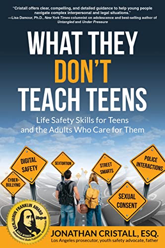 Book cover: “What They Don’t Teach Teens” with warning sign imagery.
