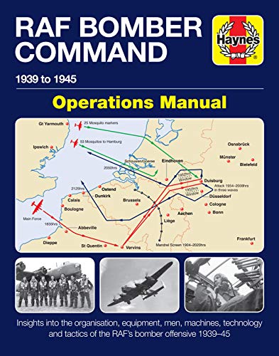 Haynes Manual cover: RAF Bomber Command operations, 1939-1945, with map imagery.