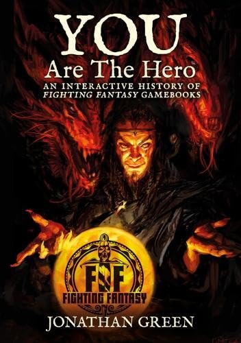 Book cover: wizard with dragon, glowing orb, and "Fighting Fantasy" logo.