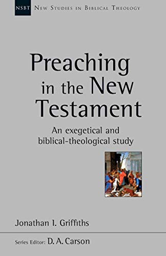 Book cover: "Preaching in the New Testament" with a biblical scene.