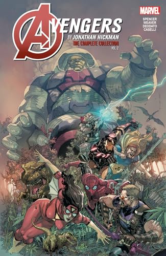 Comic book cover featuring Avengers characters fighting in a jungle against a giant robot.